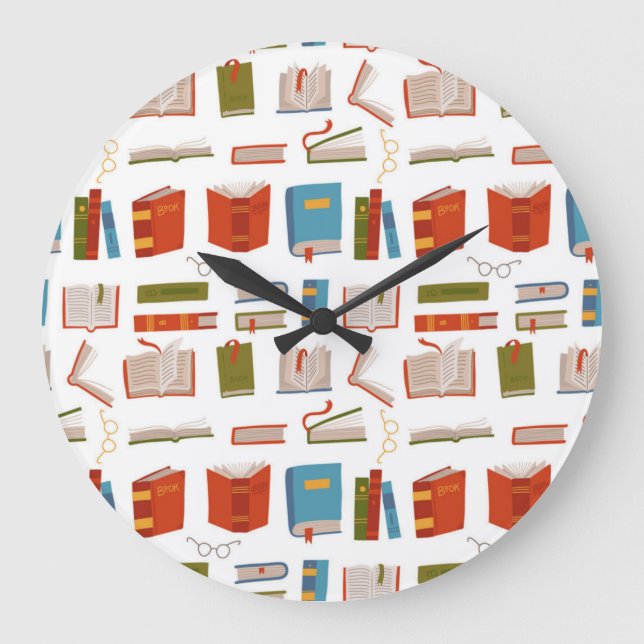 Book pattern large clock (Front)
