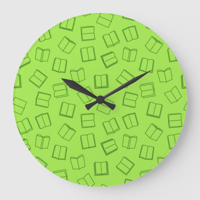 Book pattern large clock (Front)