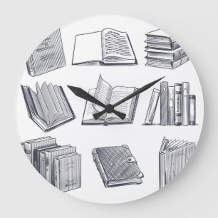 Book pattern large clock