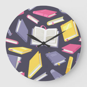 Book pattern large clock