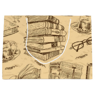 Book pattern large gift bag