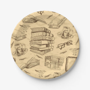 Book pattern paper plate