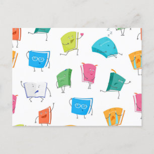 Book pattern postcard