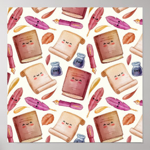 Book pattern poster