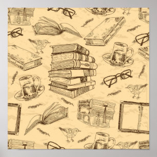 Book pattern poster