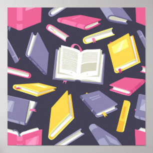 Book pattern poster