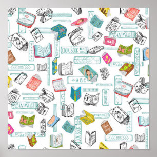 Book pattern poster