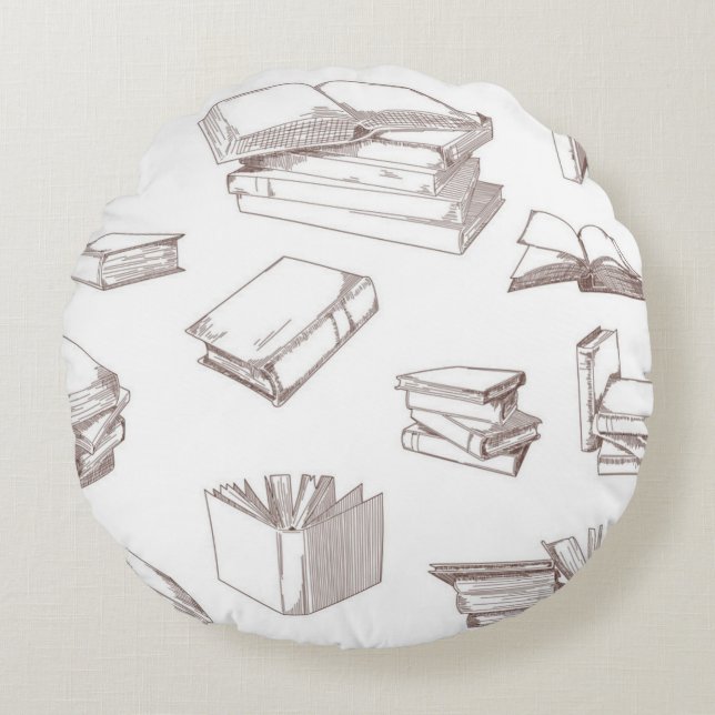 Book pattern round pillow (Front)