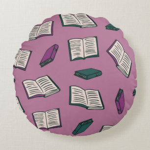 Book pattern round pillow