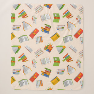 Book pattern sherpa blanket