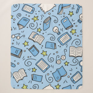 Book pattern sherpa blanket