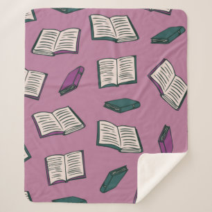 Book pattern sherpa blanket