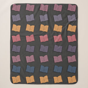 Book pattern sherpa blanket