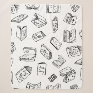 Book pattern sherpa blanket