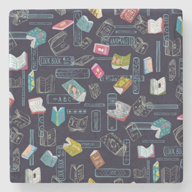 Book pattern stone coaster (Front)