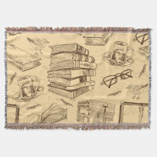 Book pattern throw blanket