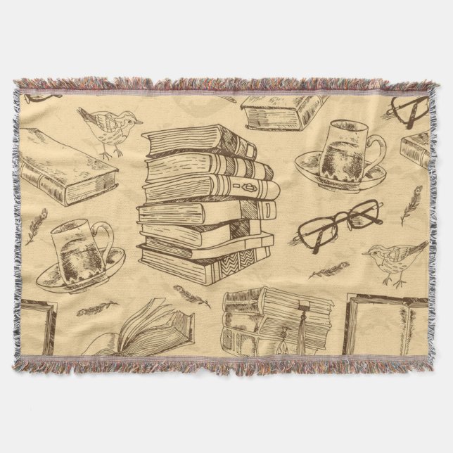 Book pattern throw blanket (Front)