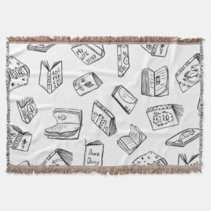 Book pattern throw blanket