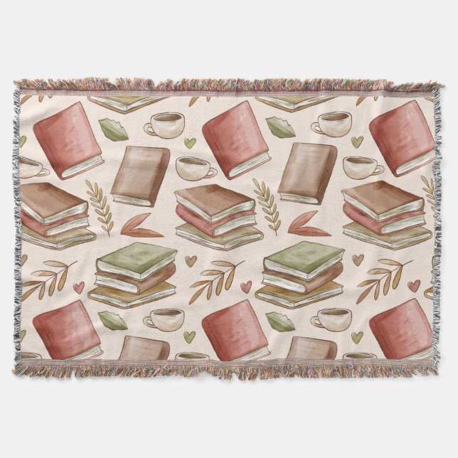 Book pattern throw blanket (Front)
