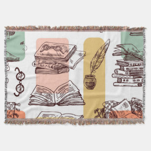 Book pattern throw blanket