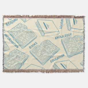 Book pattern throw blanket