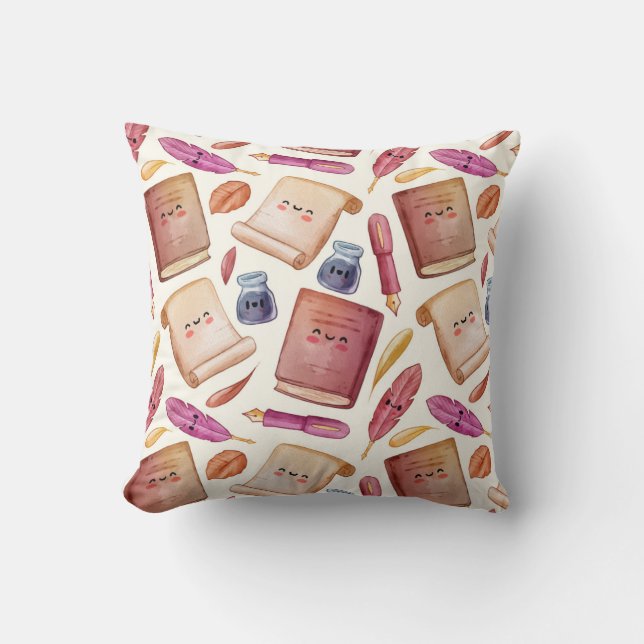 Book pattern throw pillow (Front)