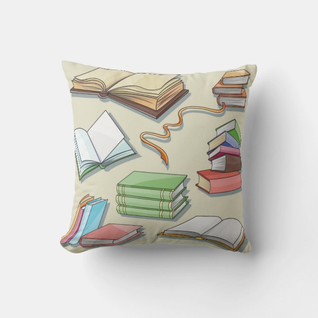 Book pattern throw pillow (Front)