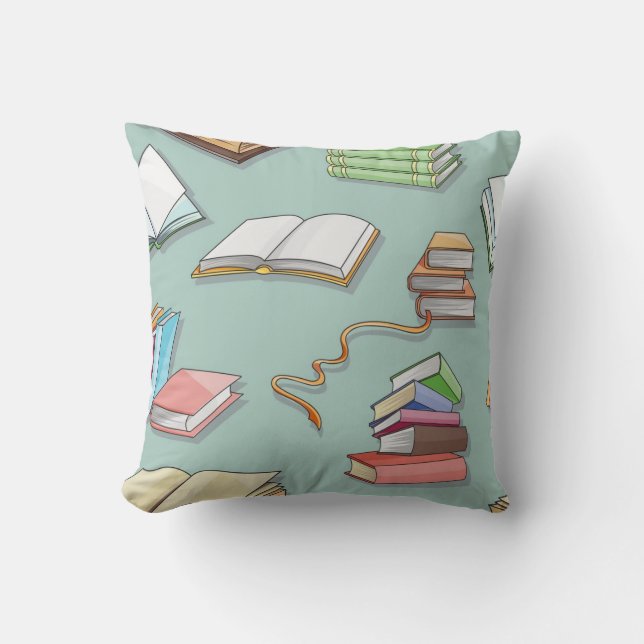 Book pattern throw pillow (Front)