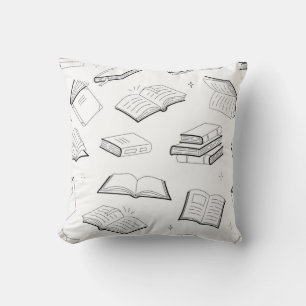Book pattern throw pillow