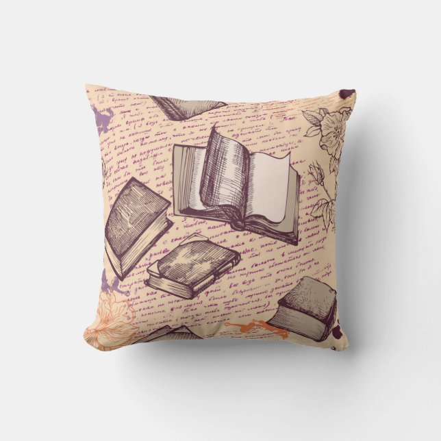 Book pattern throw pillow (Front)