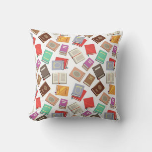 Book pattern throw pillow