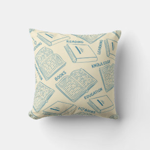 Book pattern throw pillow