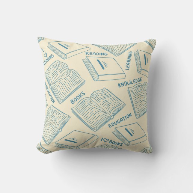 Book pattern throw pillow (Front)