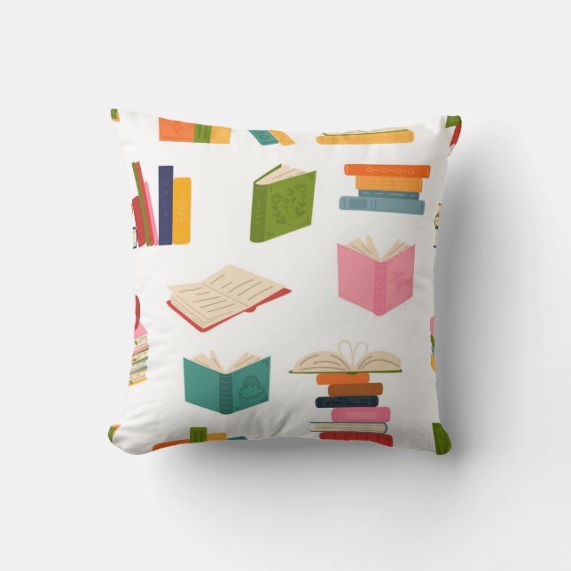 Book pattern throw pillow (Front)