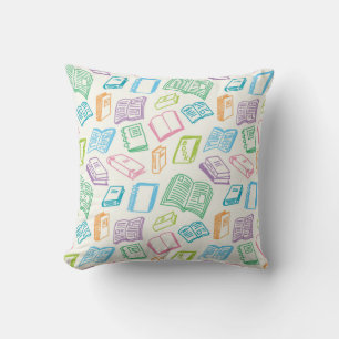 Book pattern throw pillow