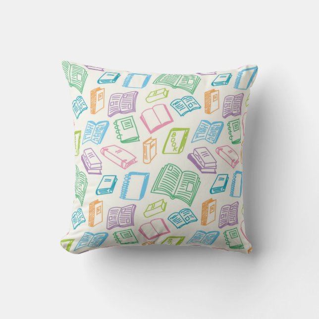 Book pattern throw pillow (Front)