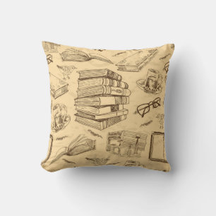 Book pattern throw pillow