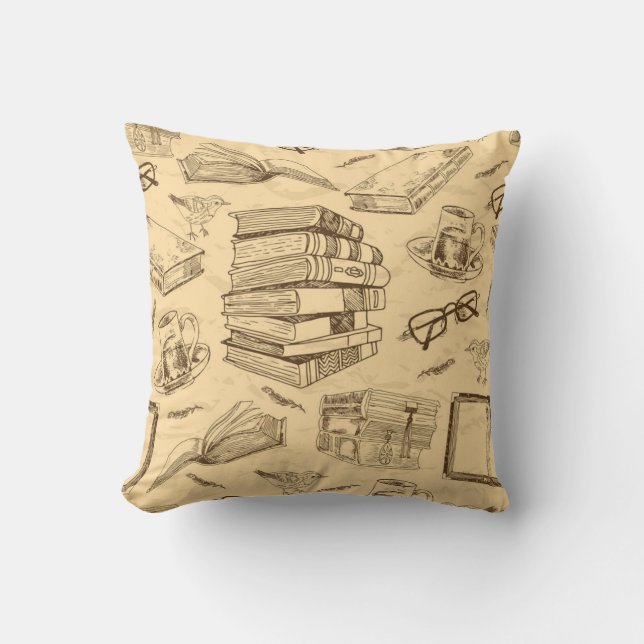 Book pattern throw pillow (Front)