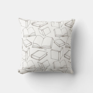 Book pattern throw pillow