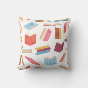 Book pattern throw pillow