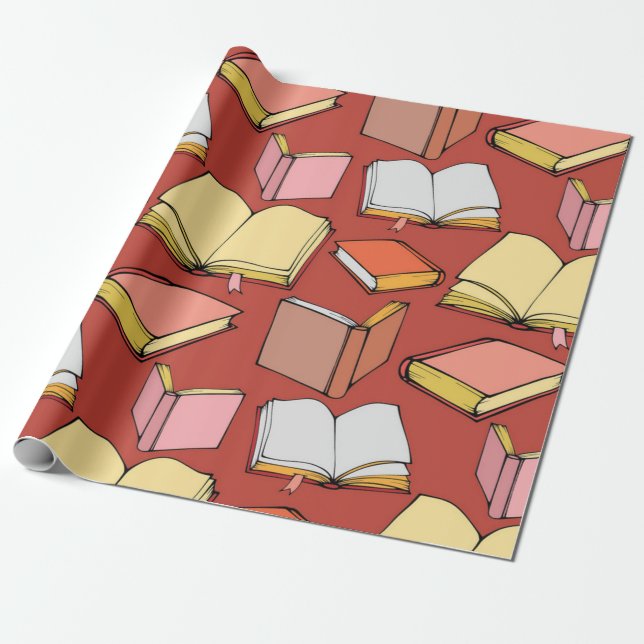 Book pattern wrapping paper (Unrolled)