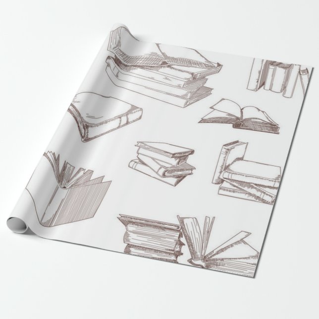 Book pattern wrapping paper (Unrolled)