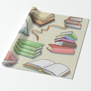 Book pattern wrapping paper