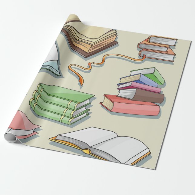 Book pattern wrapping paper (Unrolled)