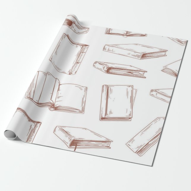 Book pattern wrapping paper (Unrolled)