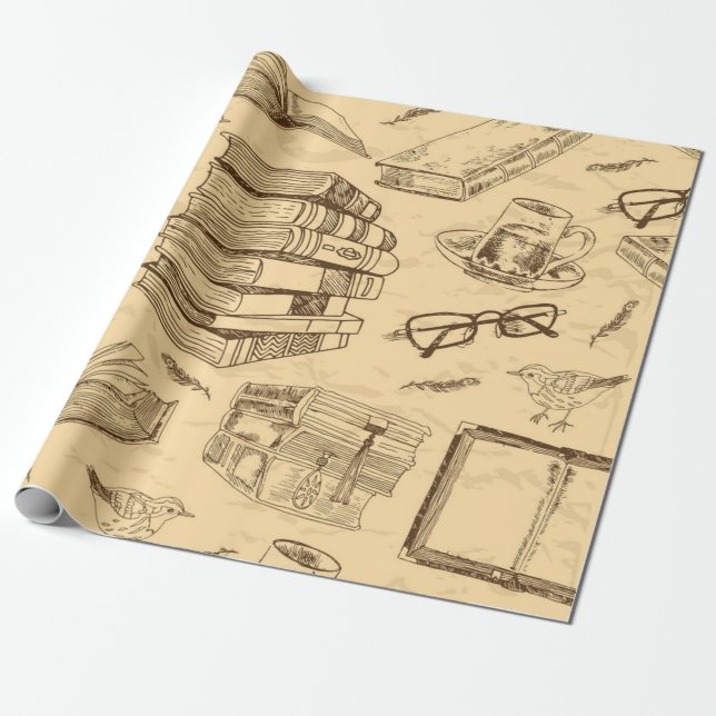 Book pattern wrapping paper (Unrolled)