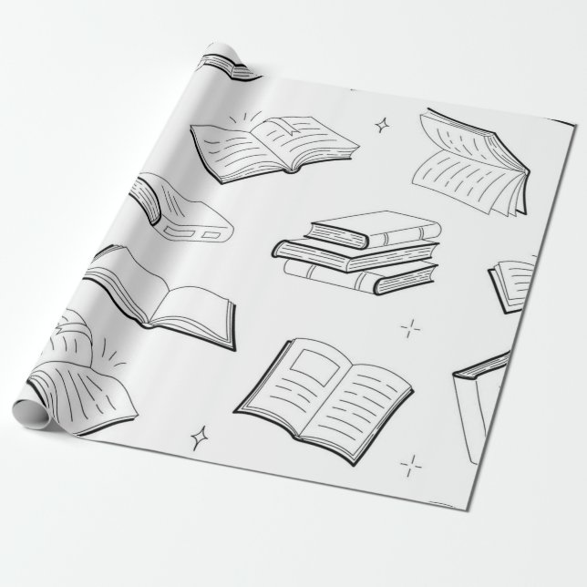 Book pattern wrapping paper (Unrolled)