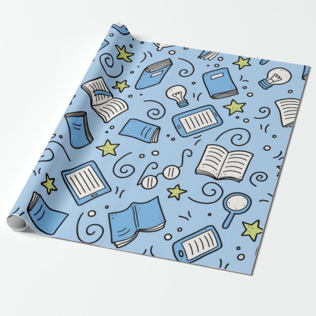 Book pattern wrapping paper (Unrolled)