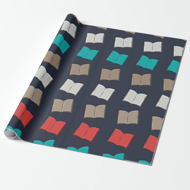 Book pattern wrapping paper (Unrolled)