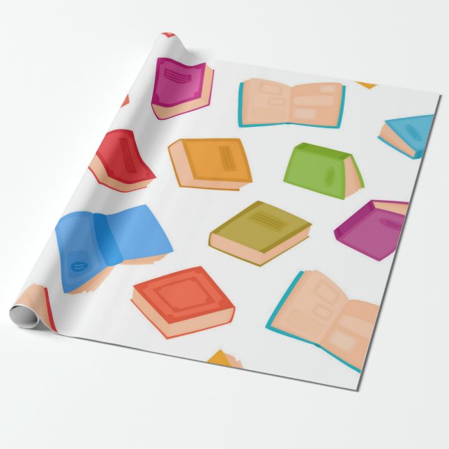 Book pattern wrapping paper (Unrolled)